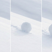Three-panel progression showing a snowball rolling downhill, growing from small to medium to large, illustrating the momentum-building debt payoff strategy